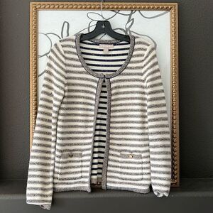 Banana Republic Metallic Stripped Cardigan Size Medium New